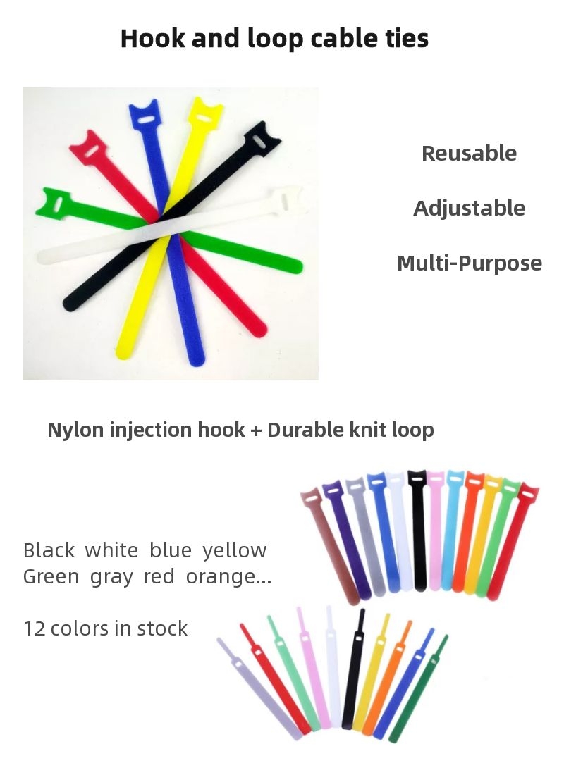 hook and loop fastener for cable management