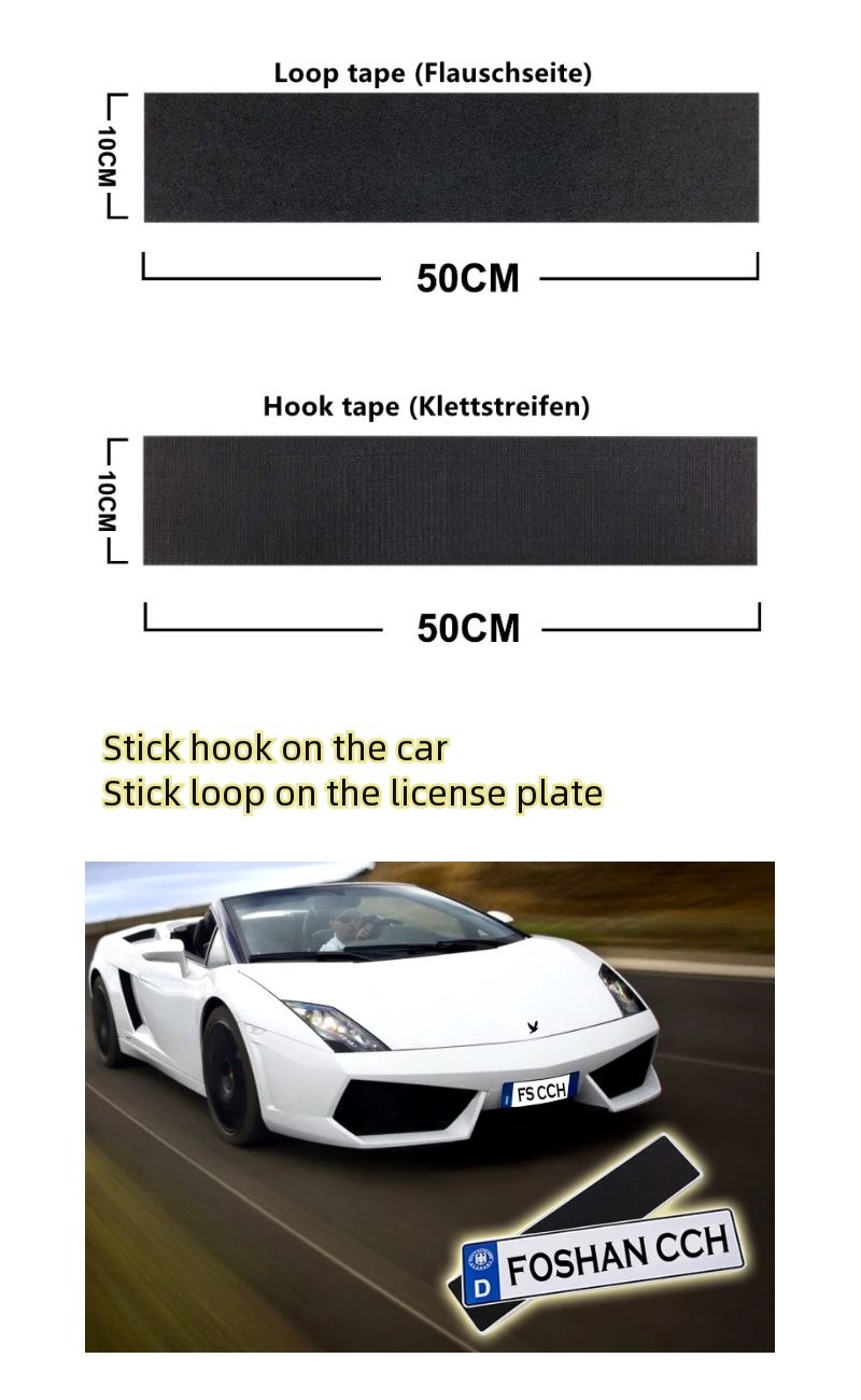hook&loop license plate holder